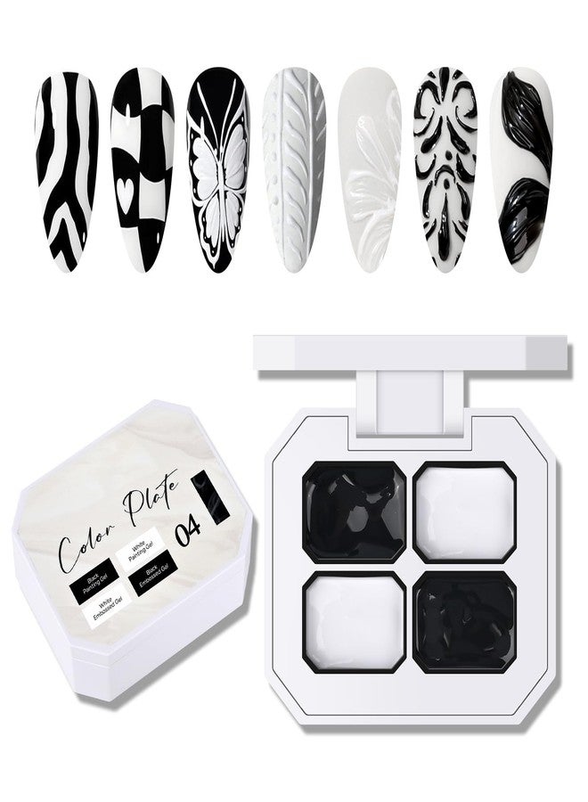 FREEORR Black White 3d Nail Sculpting Paint Gel, 3D Micro-carving and Sponge Pat Paint Gel Polish for Gradient Blooming Nails French Tip 3d Molding Embossed - Image 1